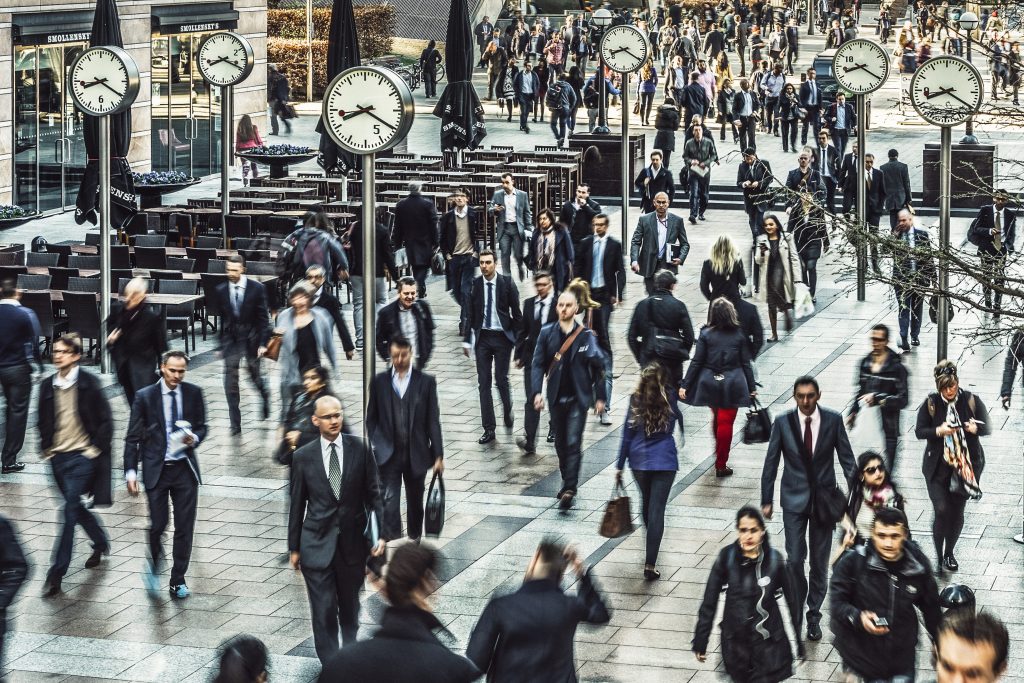 Commuters in Canary Wharf