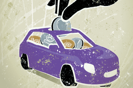 Illustration of coin being inserted into car.