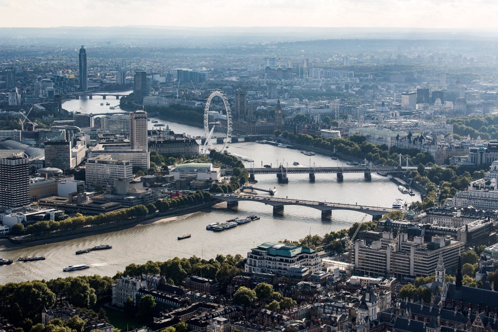 Aerial view of central London