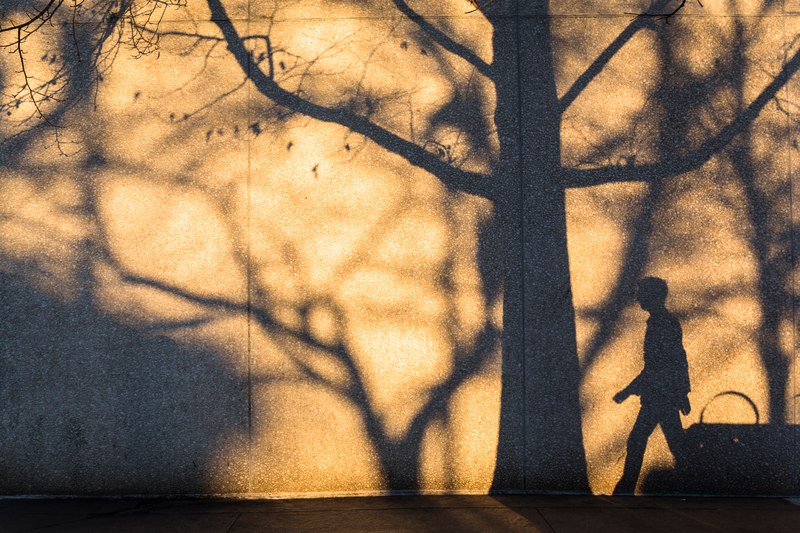 Shadow of a pedestrians walking outside