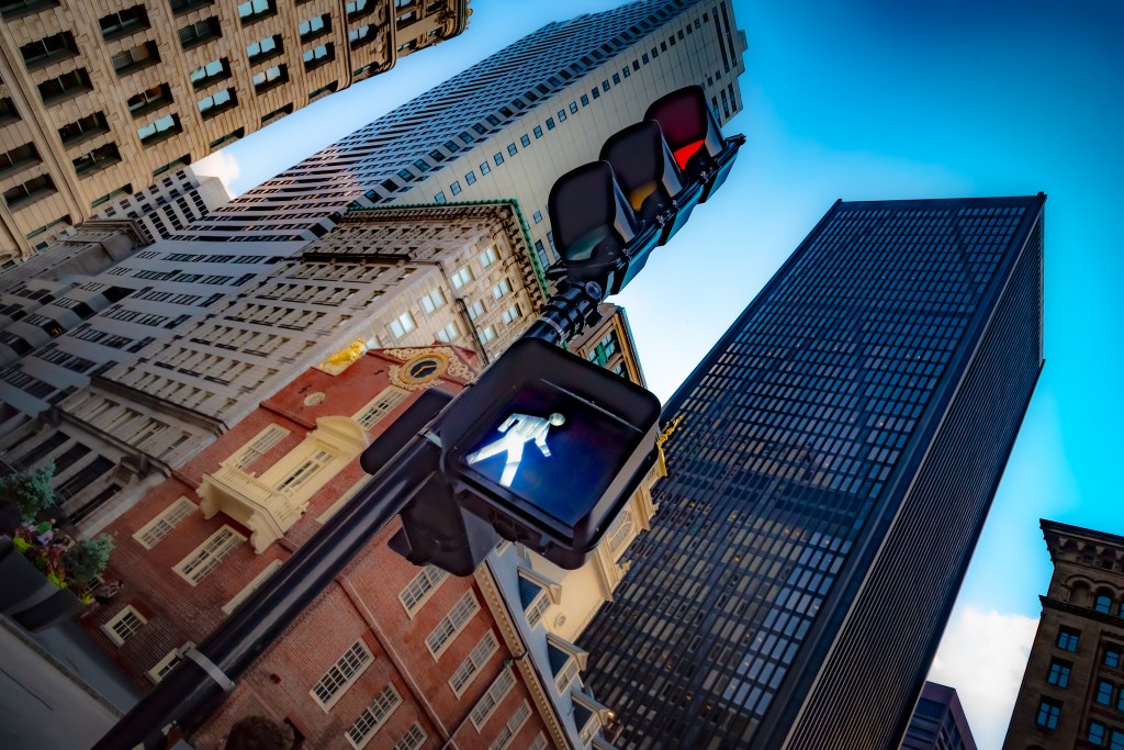 Walk sign on crossing