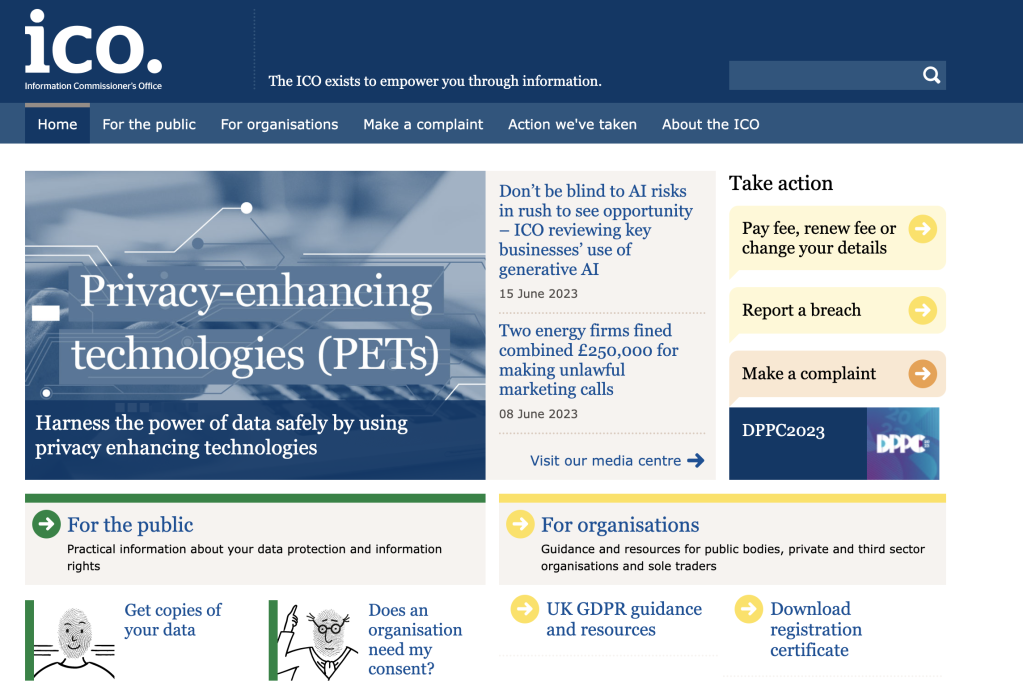 Screenshot of ICO site
