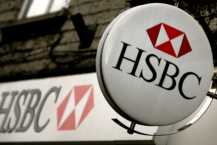 The HSBC logo is displayed outside a branch of HSBC