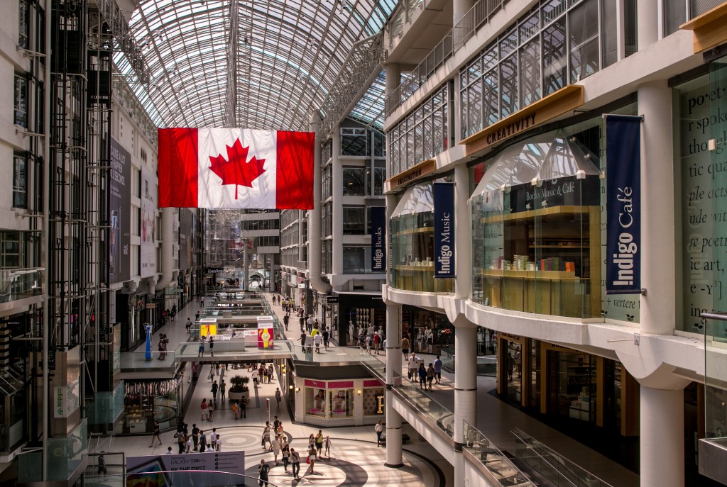 Canadian flag at Toronto shopping centre