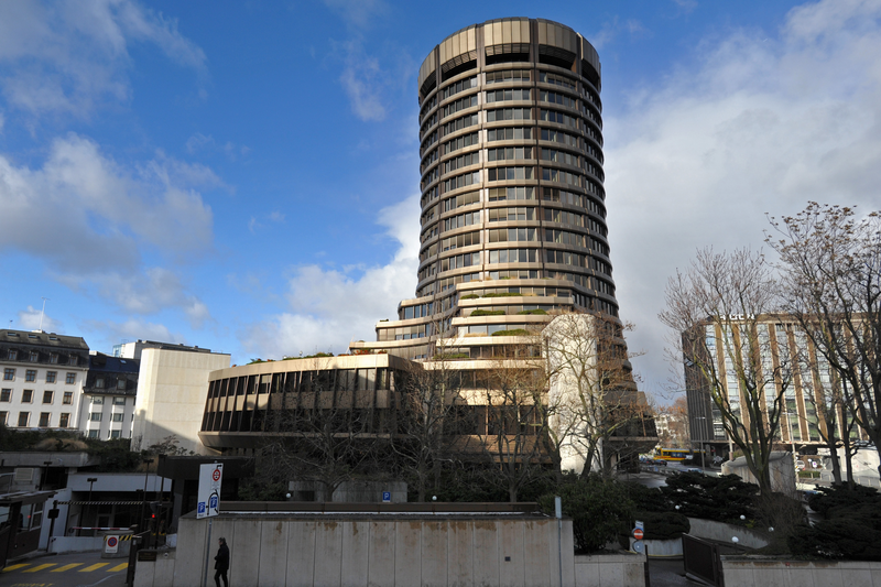 View of the Bank of Settlement Tower in Switzerland