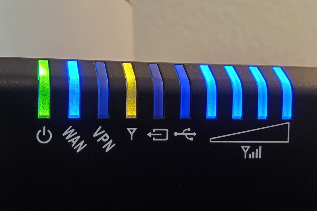 Image of a modem with "VPN" listed and lit up.