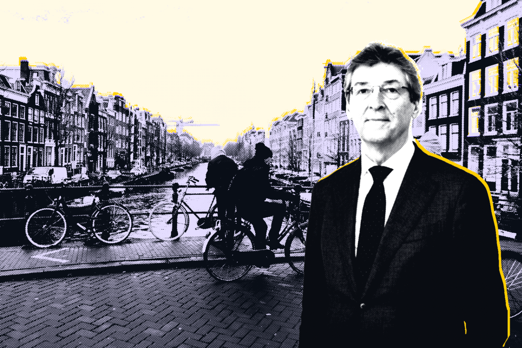 Montage of Aleid Wolfsen, Chair of the AP and the streets of Amsterdam, Netherlands.