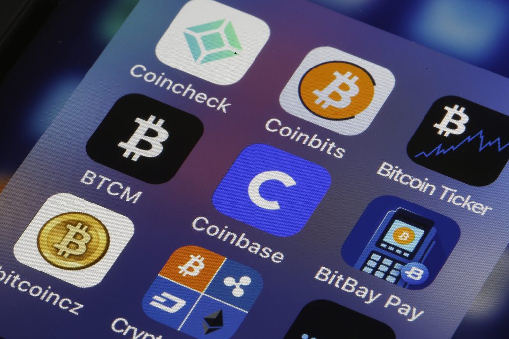 Image of crypto exchange apps on a mobile phone.