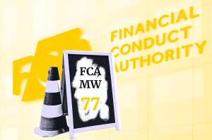 Montage with the FCA logo and a street sign.