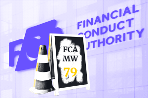 Montage with the FCA logo and a street sign.