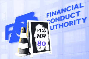 Montage with the FCA logo and a street sign.