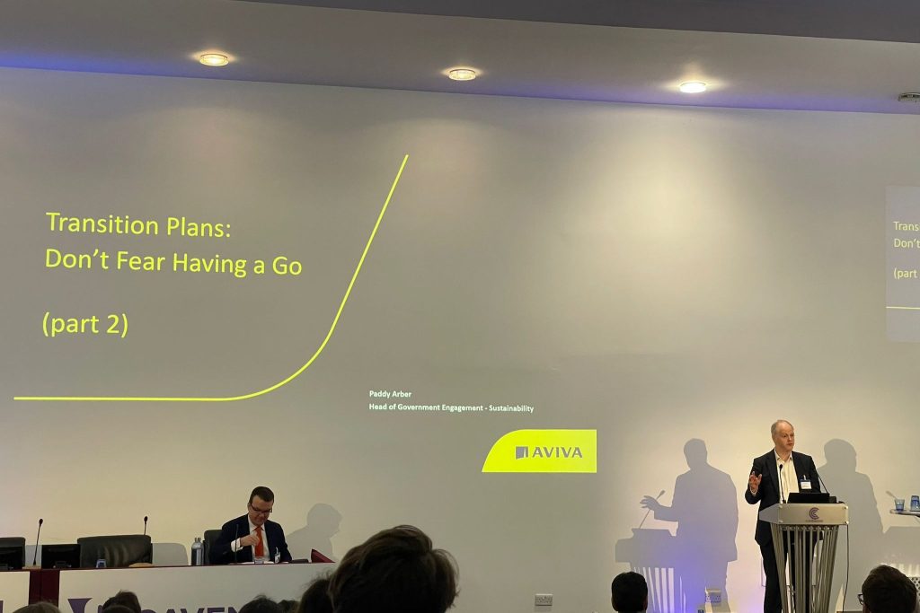 Paddy Arber presenting at City & Financial summit on Climate Transition Plans