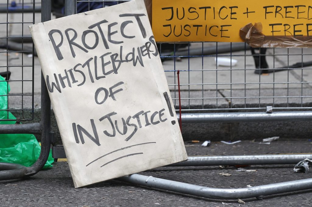 Protect whistleblowers placard