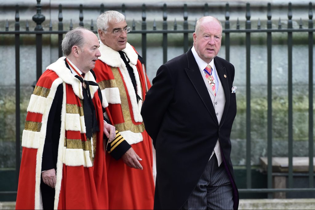 Michael Forsyth, Baron Forsyth of Drumlean (right) at Parliament.