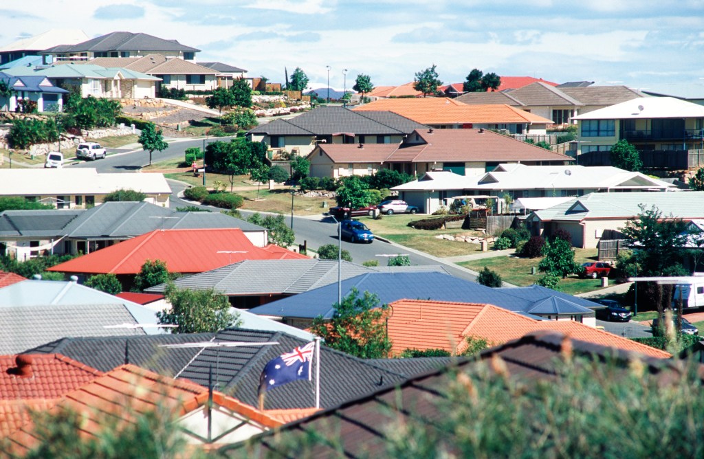 Image of an array of house roofs.
