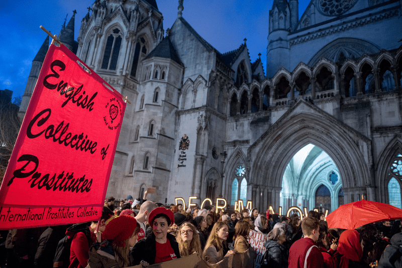 Protest In Support Of Sex Workers in front of Royal Courts of Justice.