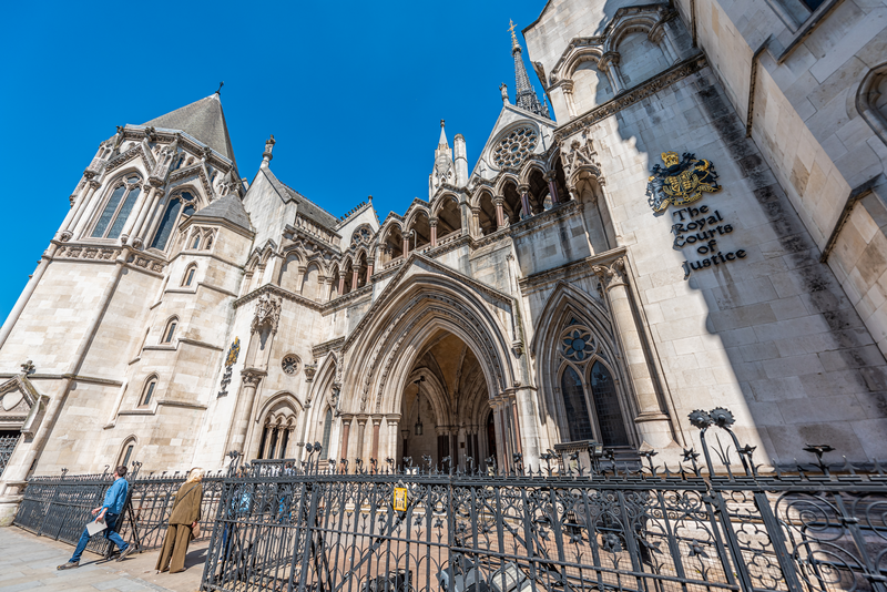 Royal Courts of Justice building in London, UK.