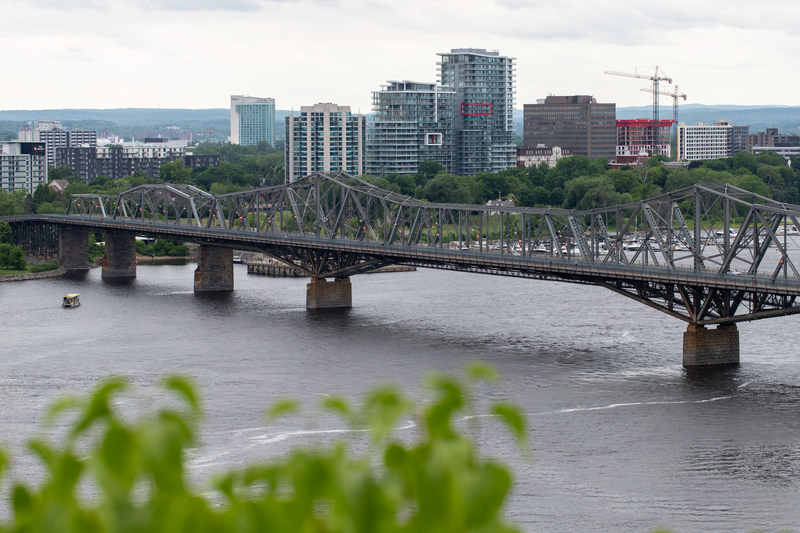 Ottawa River and Alexandra Bridge from Ottawa to Gatineau city of Quebec, Canada