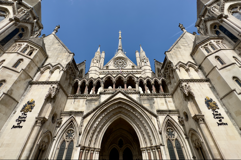 Royal Courts of Justice building on the Strand, London, England.