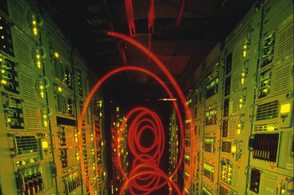 Image of wires inside a data center.
