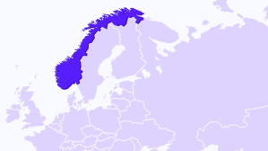 Graphic outlining Norway on a map.