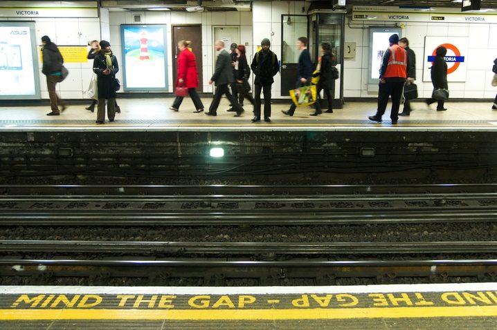 Victoria station, mind the gap.