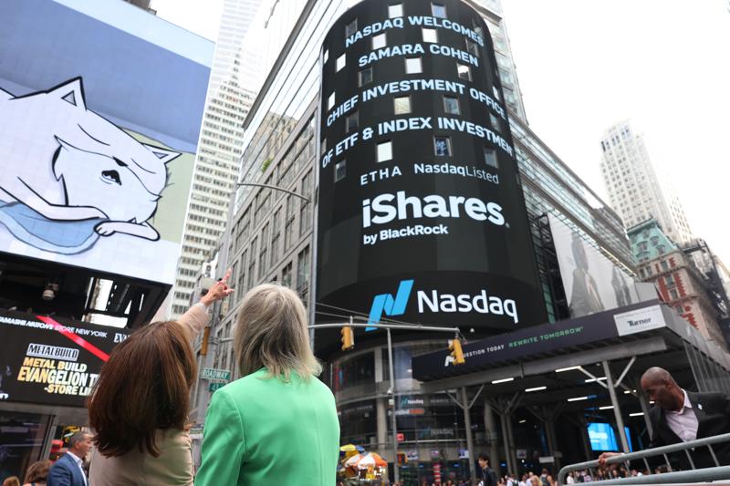 BlackRock digital billboard on the Nasdaq MarketSite.