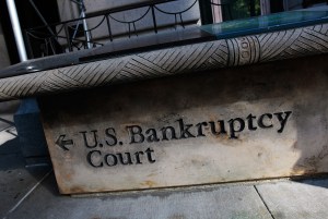Sign pointing to Bankruptcy Court