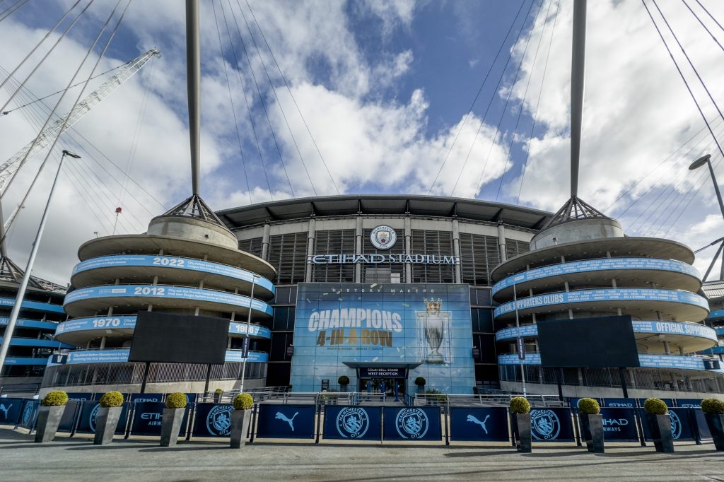 View of the Etihad Stadium Manchester, UK.