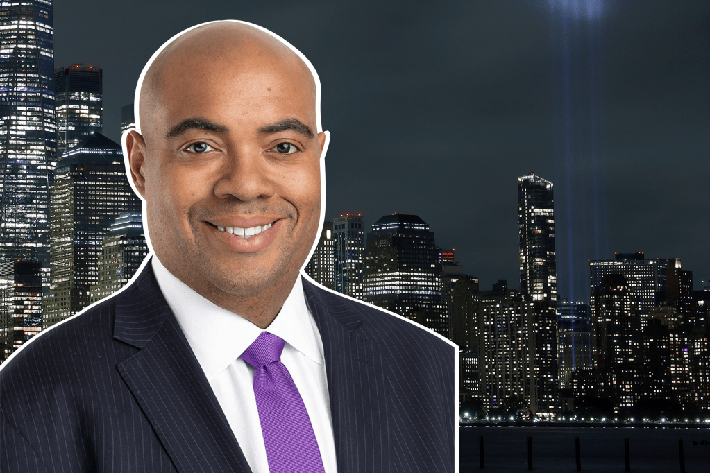 Zach Myers with a background of the New York skyline