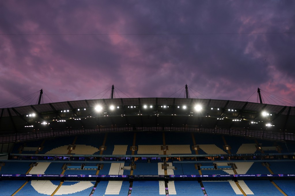Stormy sky above Manchester City stadium