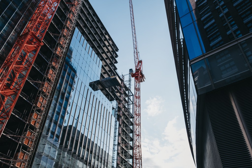 New office buildings being built in the City of London, the city's financial district.